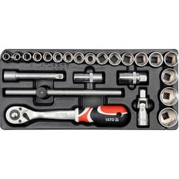 YATO Hylsysarja 1/2" 10-32mm, 24-os,ty&ouml;kaluvaunuun